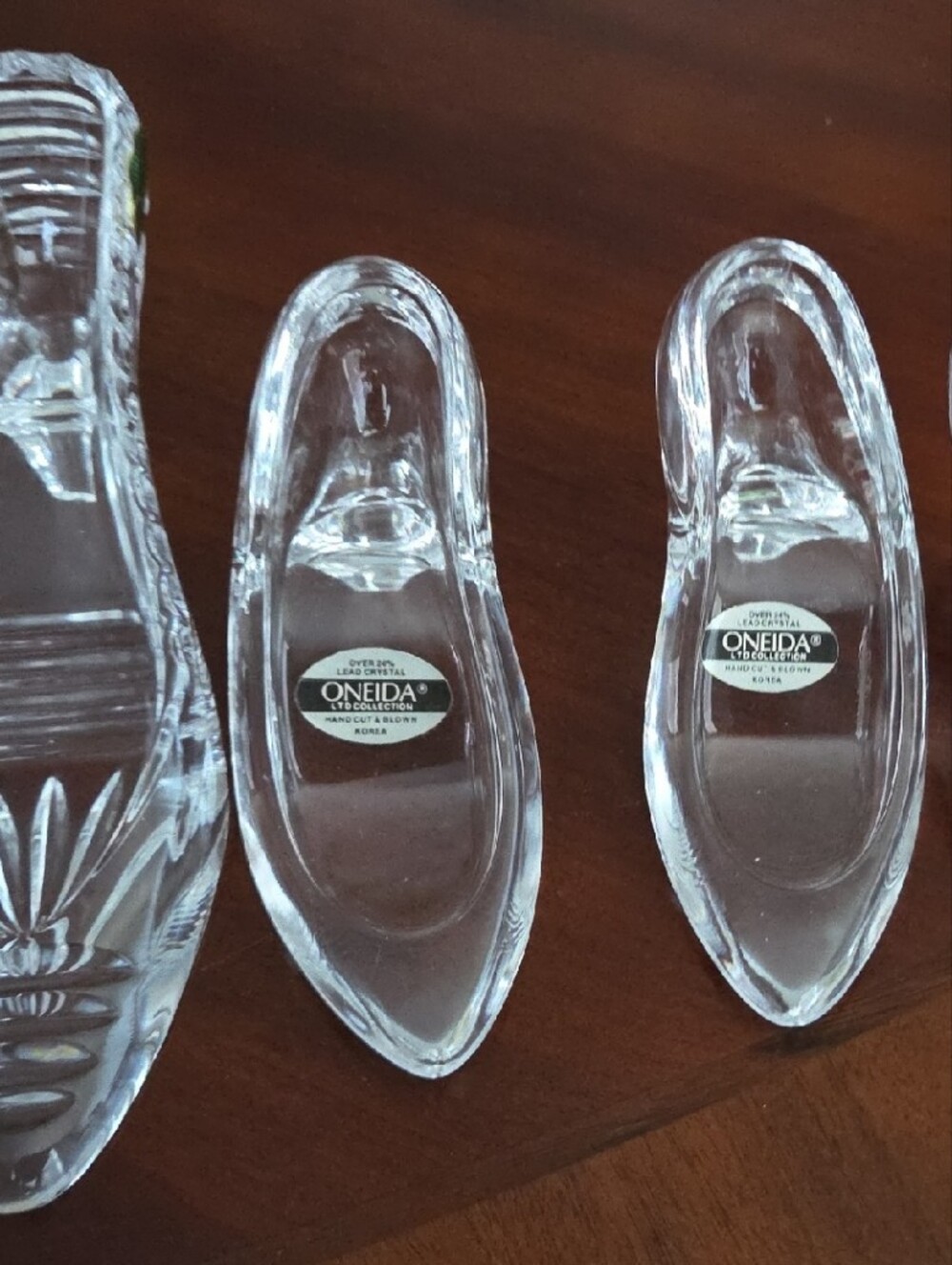 Set of 4 Clear Glass Shoe Figurines